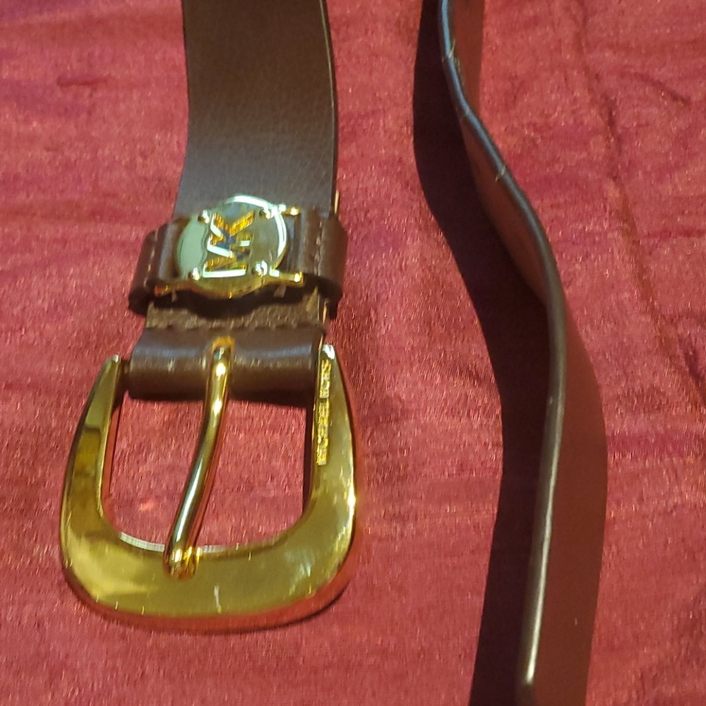 Brown leather belt SMALL, gold buckle Michael Kors